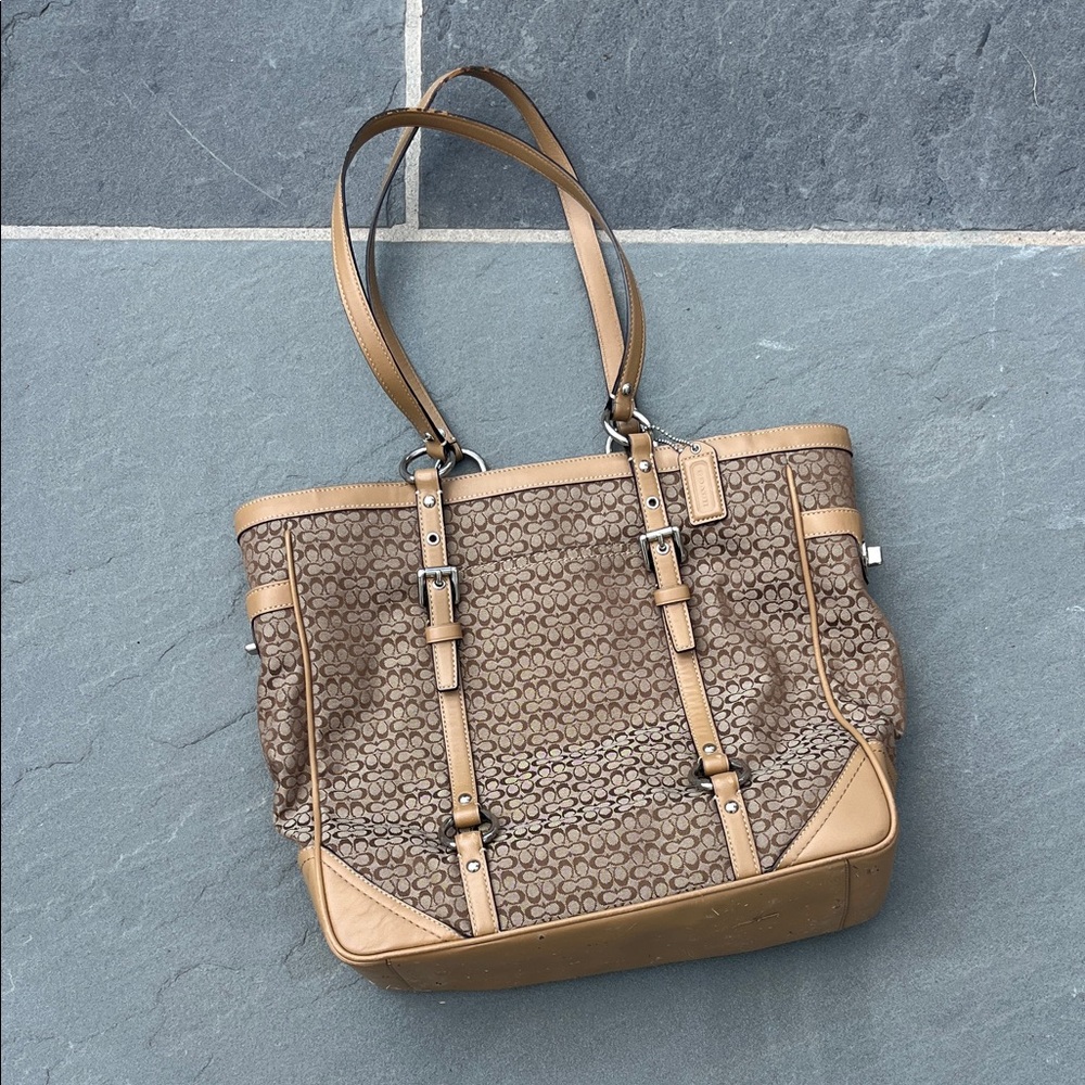 Coach Brown and Tan Signature Tote